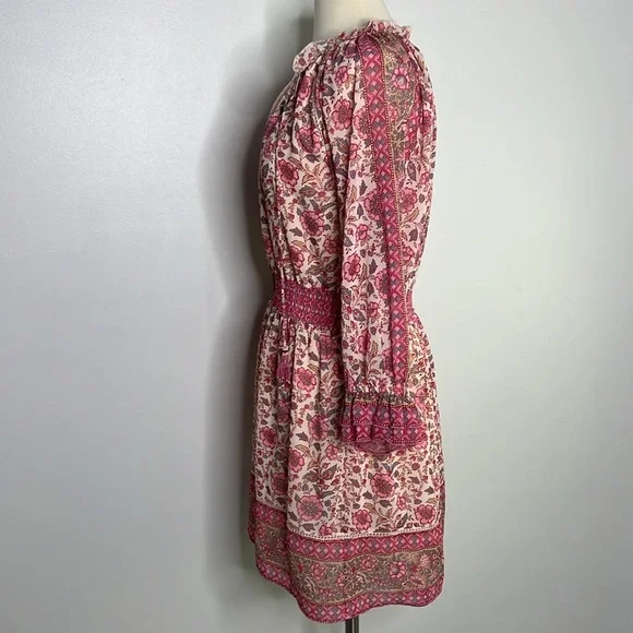 Anthropologie Love The Label Pink Floral Border Print Mini Dress small - Picture 8 of 12